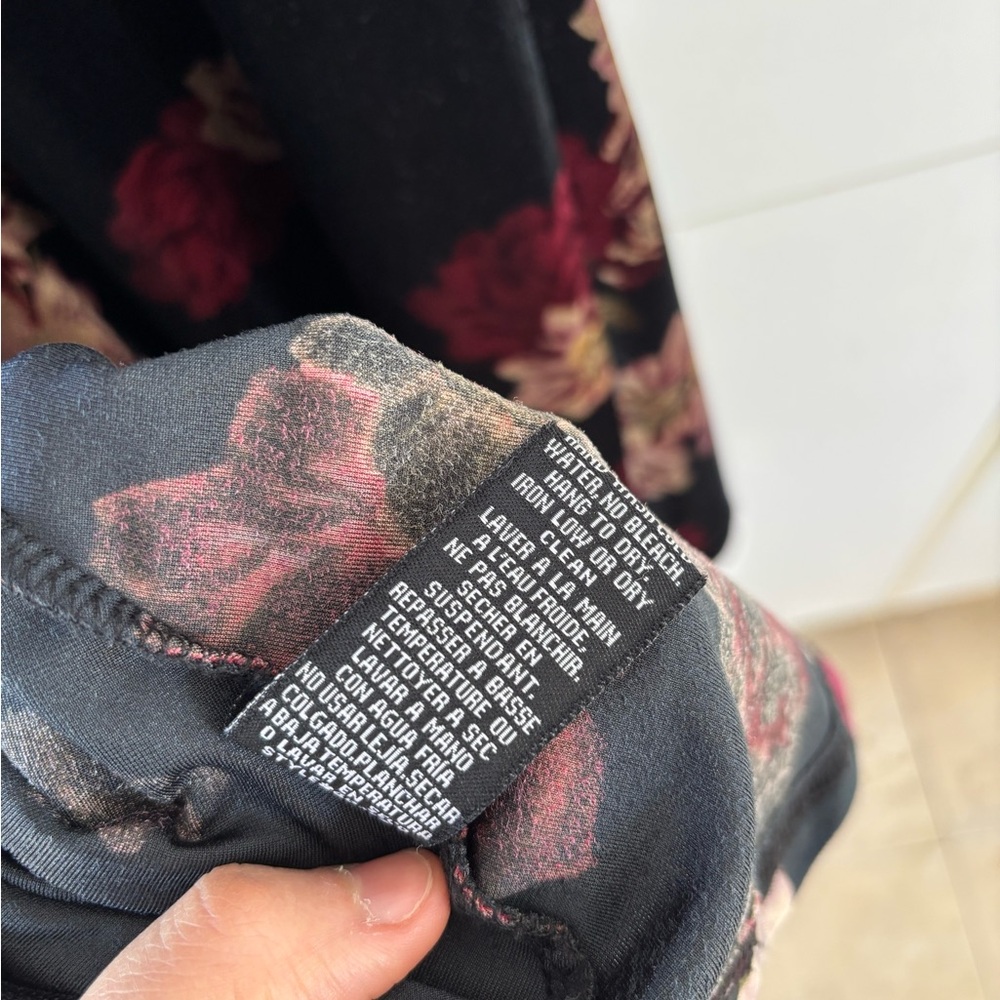 Black Collection Velvet Floral Wrap Dress XL Whimsigoth Cottagecore Coquette - Picture 12 of 12